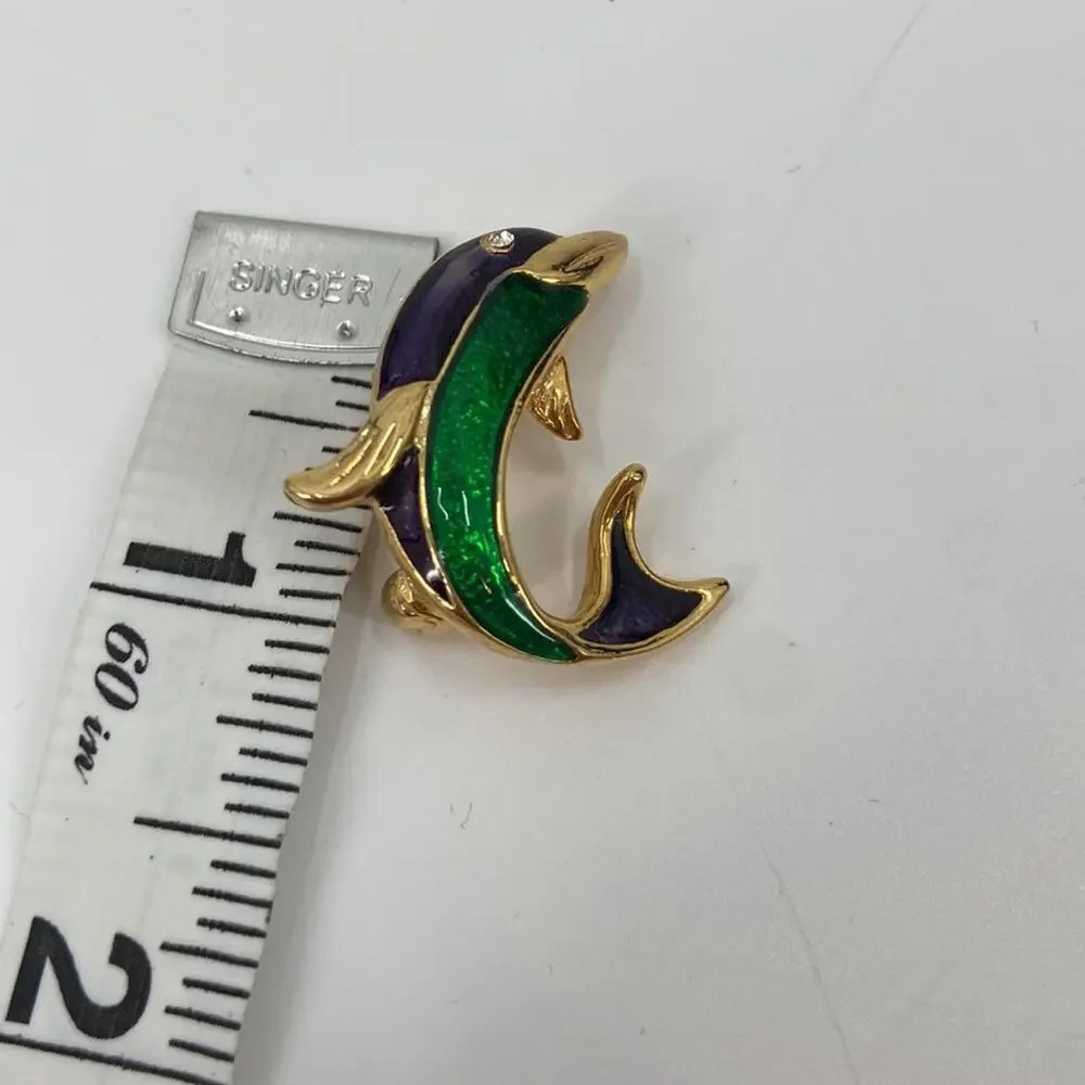 Vintage Enamel Dolphin brooch